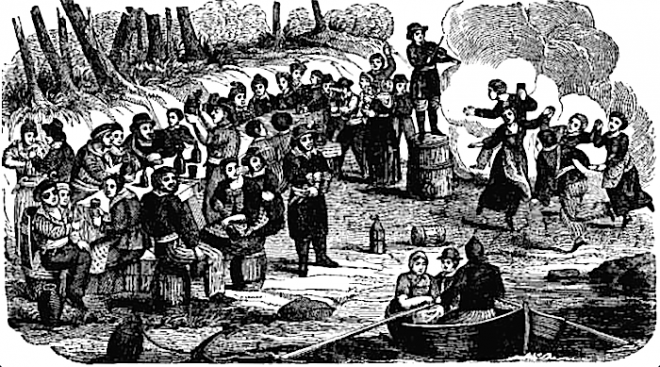 Ocrachicks of 1720 The apocryphal woodcut of the Ocracoke Orgy (see the baby held by the woman to the left of the fiddler)